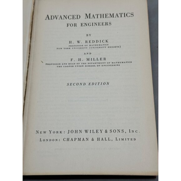 Advanced Mathematics for engineer by H.E. Reddick hardcover book 2nd READ - Picture 2 of 10